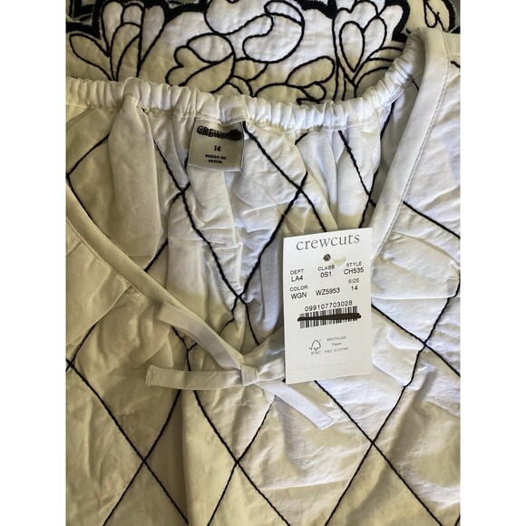 Crewcuts White Black Girls Floral Quilted Dress 14 - Picture 4 of 5